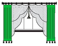 Дизайн коротких штор в спальню
