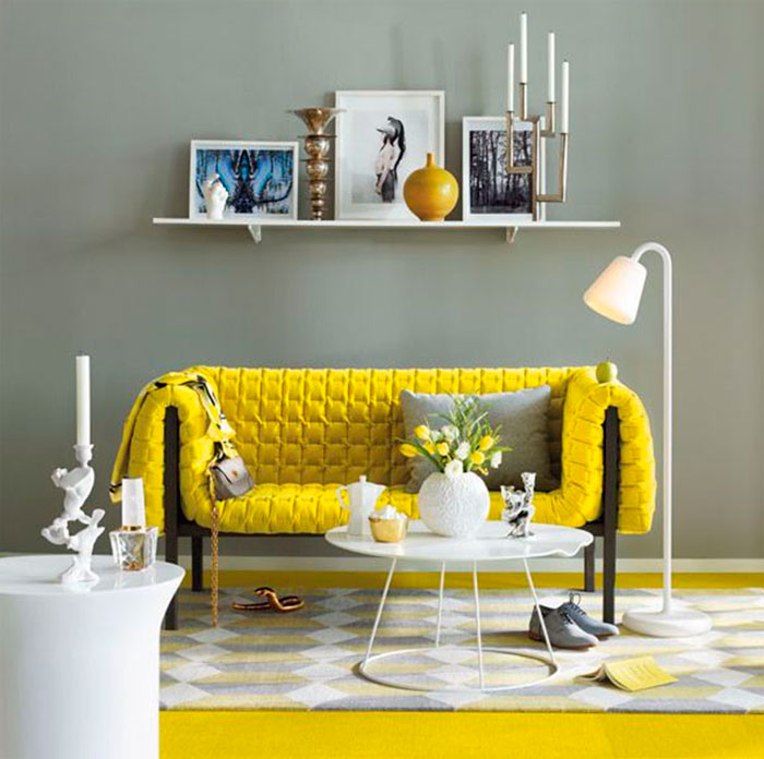 Современная гостиная желтого цвета, фото