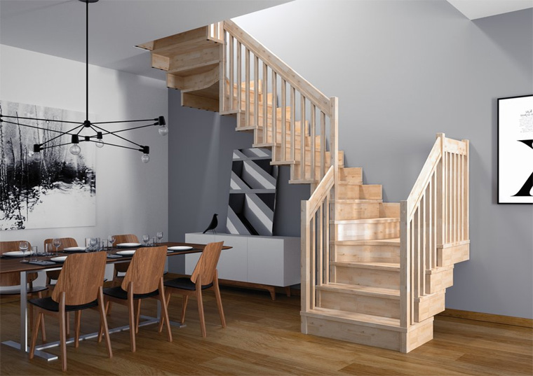 Лестницы из массива дерева в скандинавском стиле, фото
