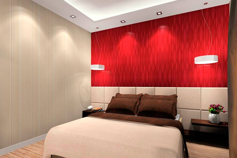 Интерьер спальни красного цвета