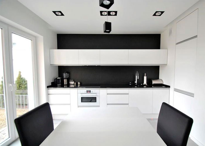 Бело-черная или черная кухня какие обои