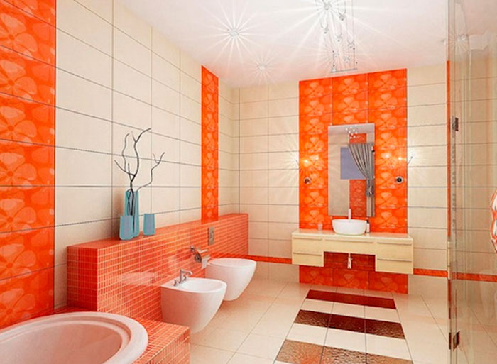 Оранжевый в ванной