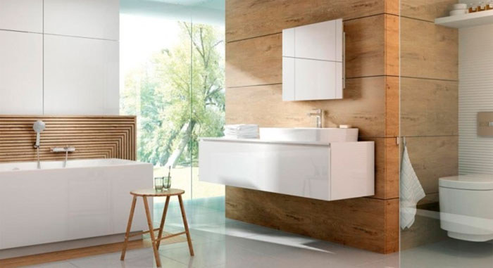 Красивый дизайн ванной комнаты в белом цвете