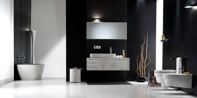 Черно-белая ванная комната – дизайн, фото