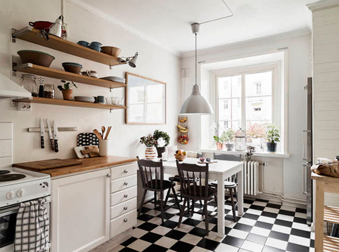 Интерьер белой кухни в скандинавском стиле