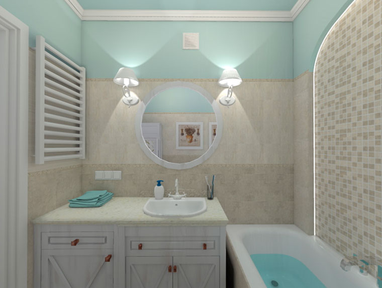 Декоративное освещение в дизайне маленькой ванной комнаты