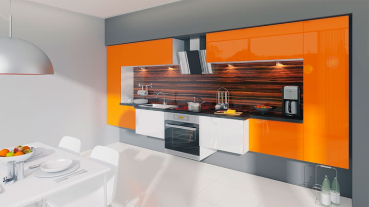 Интерьер кухни оранжевого цвета