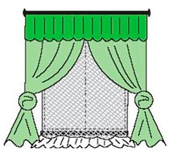 Дизайн коротких штор в спальню