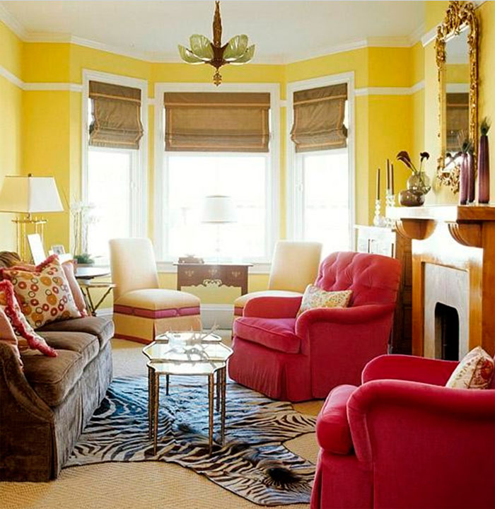 Классическая и современная гостиная желтого цвета