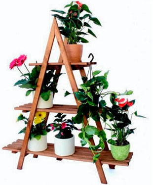 Деревянная напольная подставка для цветов