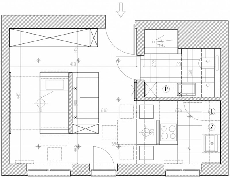 Идеи дизайна для однокомнатной квартиры 30 кв. м