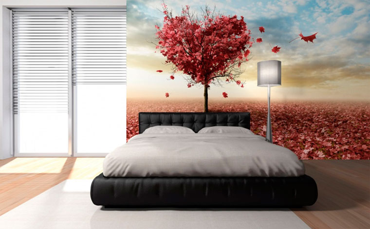 Современный дизайн спальни – обои с модным узором