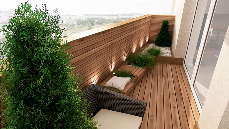 Деревянный пол на балконе