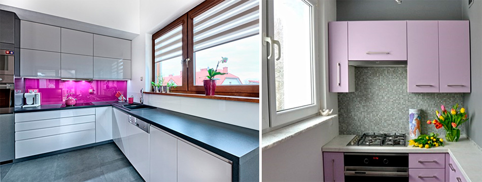 Сочетание фиолетового цвета в интерьере кухни, фото
