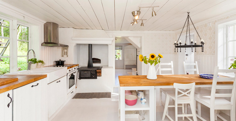 Мебель в интерьер кухни гостиной в скандинавском стиле