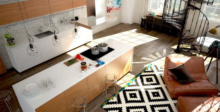Скандинавский стиль в интерьере кухни гостиной, фото