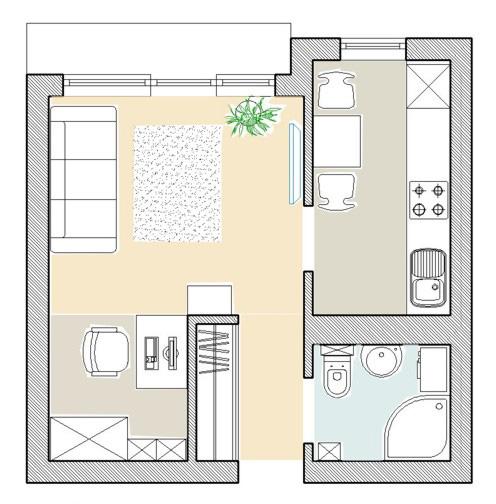 Дизайн квартиры-студии 20 кв м